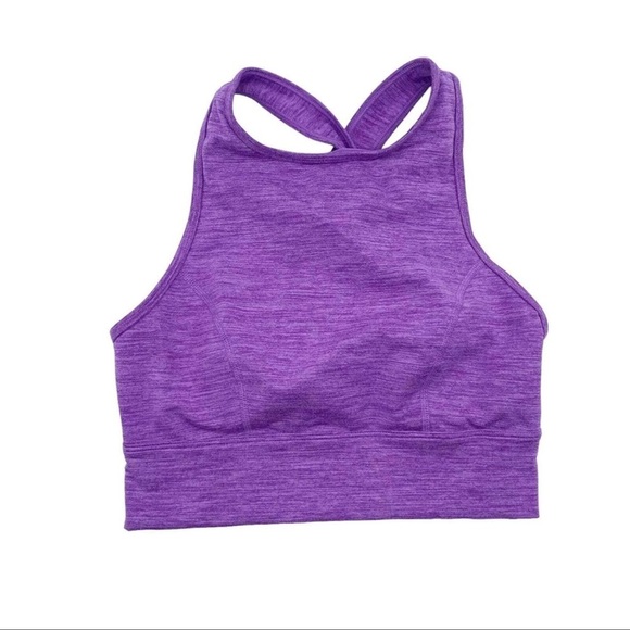 JoyLab Longline Amethyst Purple Spacedye Workout Sports Bra Crop Top - Picture 2 of 2